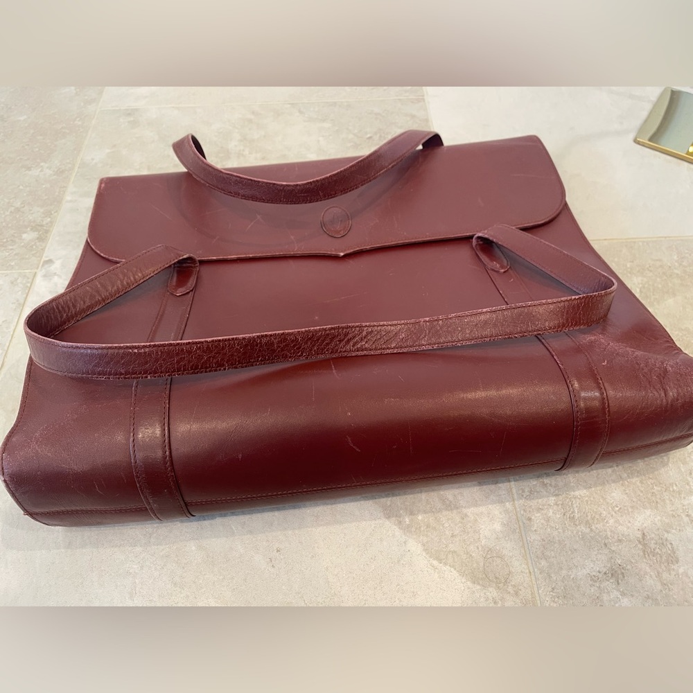 Vintage Cartier Leather Document Briefcase Bag In Cartier Burgundy From 1990’s - Picture 10 of 13